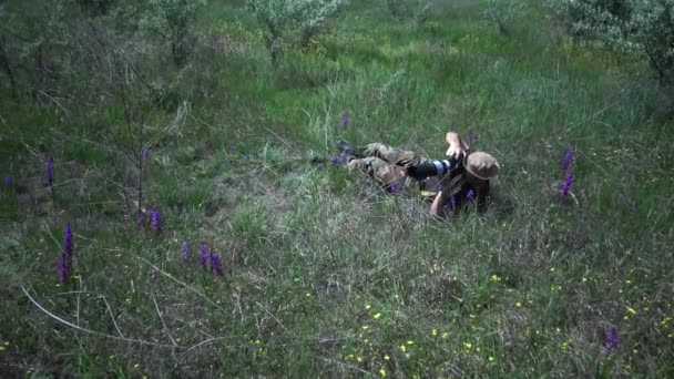 Orchis Mascula Ранньо Фіолетова Орхідея Квіткові Рослини Степу Ландшафтному Парку — стокове відео