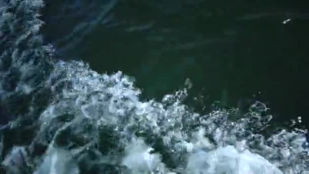 Water Wave Boat Fairway Foam Water Glare Reflection Sun Sea — Stock Video