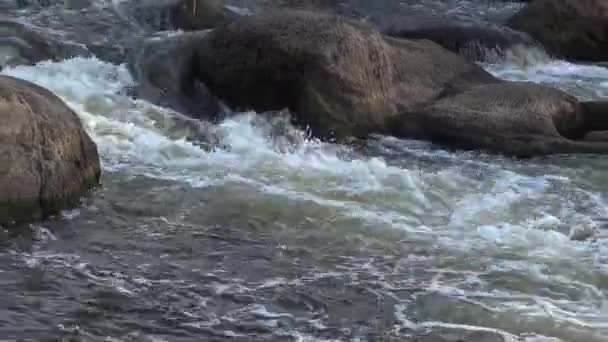 Rapide Granito Rapide Con Acqua Che Scorre Rapidamente Sul Fiume — Video Stock