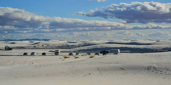 Eua Novo México Novembro 2019 Paisagem Deserto Dunas Gesso Carros — Fotografia de Stock