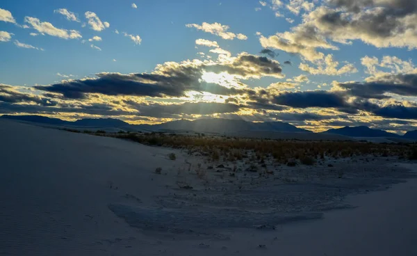 White clouds during sunset over White Sands in New Mexico, USA