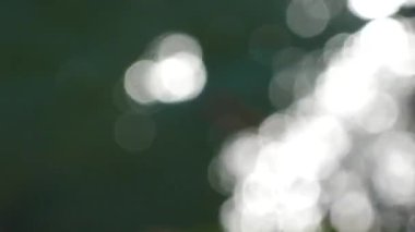 Bulanık yuvarlak noktalar ve güneş suyun üzerinde parlıyor.