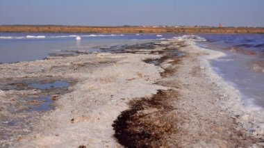 Kuyalnik haliçleri, Karadeniz. Tablo tuzu, alttaki yuvarlak gözleme şeklinde ve haliçlerin kıyısında. Tablo tuz kristalleri