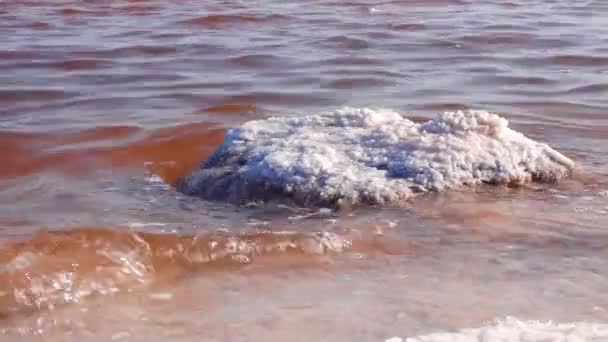 Salt Lake Selbst Ausfallendes Salz Rotes Wasser Der Kuyalnik Mündung — Stockvideo