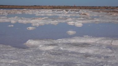 Kuyalnik haliçleri, Karadeniz. Tablo tuzu, alttaki yuvarlak gözleme şeklinde ve haliçlerin kıyısında. Tablo tuz kristalleri