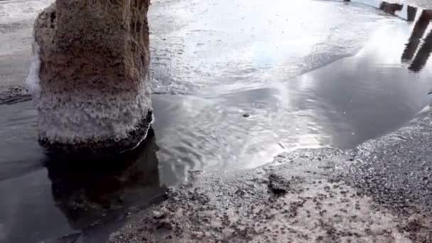 Drogen Kuyalnik Estuarium Van Kuyalnik Kuuroord Loopt Zwart Water Met — Stockvideo