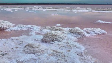 Kuialnyk Estuary, altta sodyum klorür kristalize edildi.