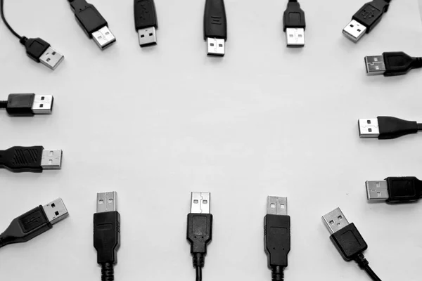 Usb Keretek Keret Formájában Szabad Hely Szöveg Fehér Háttér — Stock Fotó