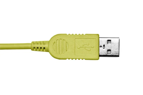 Close Tiro Cabo Usb Isolado Branco — Fotografia de Stock