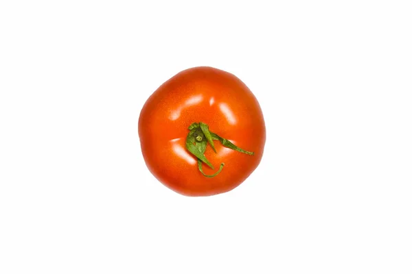 Čerstvá rajčata na bílém pozadí s přírodním stínem. Pohled shora — Stock fotografie