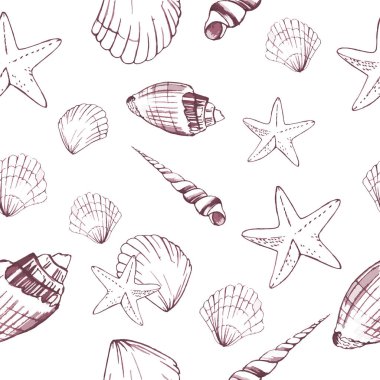 Deniz kabuklarıyla kusursuz desen. Deniz arkaplanı