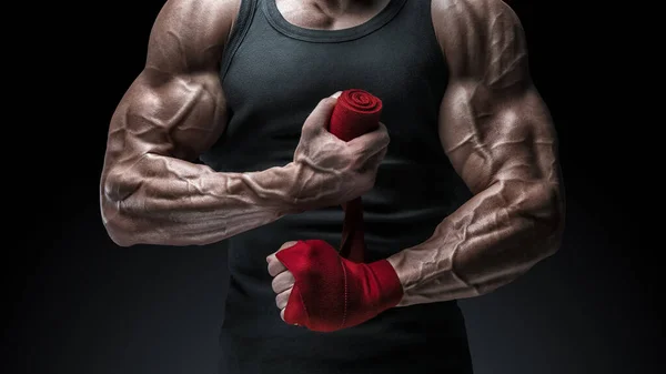 Close-up photo of strong man wrap hands — Stock Photo, Image