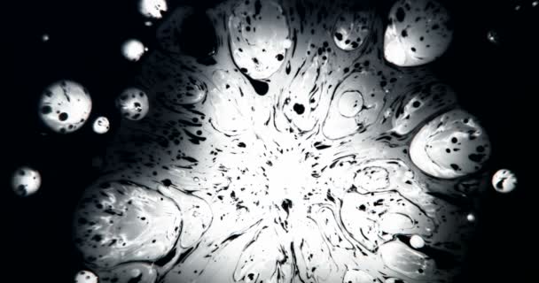 Rêves Étranges Une Goutte Encre Blanche Sur Papier Noir Tombe — Video