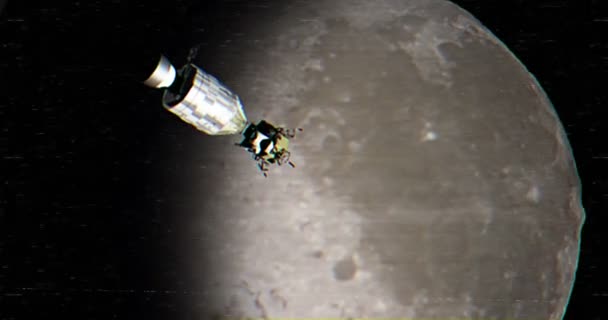 Módulo Lunar Órbita Desacoplando Módulo Lunar Del Compartimiento Principal Contra — Vídeo de stock