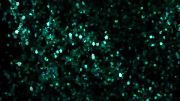 Estrellas Verdes Brillantes Oscuridad Hay Una Multitud Pequeñas Estrellas Azules — Vídeos de Stock