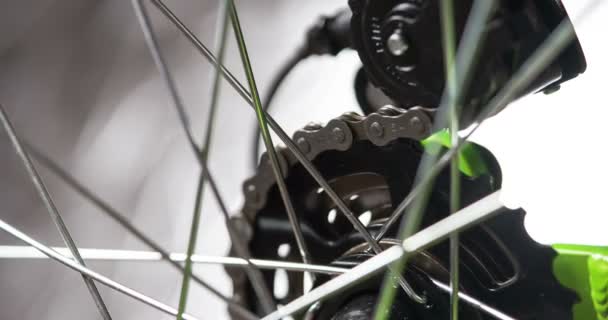 Bisiklet Zincir Dişlileri Döndürür Mekanizması Tekerlek Döner 120 Fps Hızında — Stok video