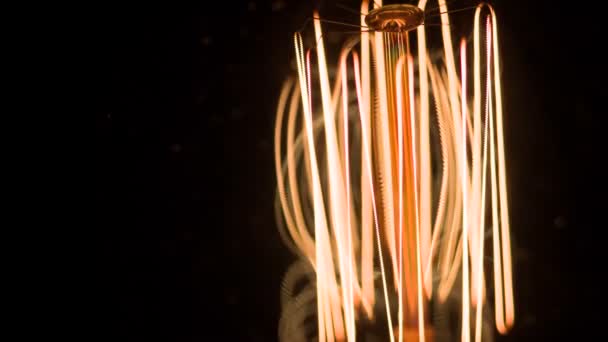 Лампа Розжарювання Античному Стилі Гарячі Нитки Вібрують Під Впливом Змінного — стокове відео
