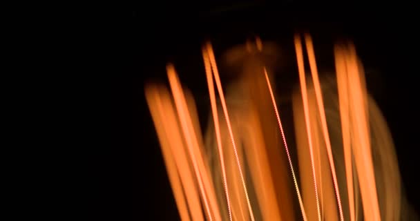 Point Depth Field Passes Incandescent Tungsten Filaments — Stock Video