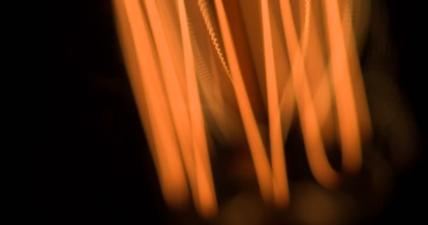 Point Depth Field Passes Incandescent Tungsten Filaments — Stock Video