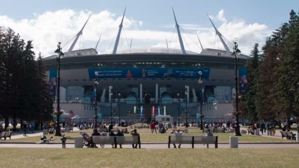 Ruský Fotbalový Stadion Stadion Petrohradu Během Hry Brazilské Kostarické Národní — Stock video