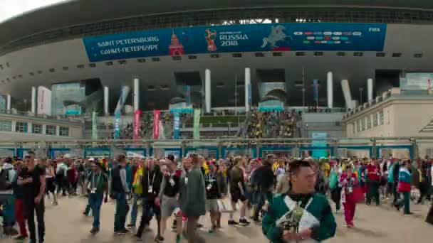 San Petersburgo Rusia Junio 2018 Timelapse Multitud Aficionados Abandona Estadio — Vídeos de Stock