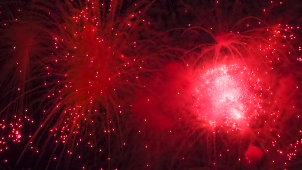 Pelotas Lentas Fuegos Artificiales Brillantes Destellos Explosiones Fuegos Artificiales Cielo — Vídeo de stock