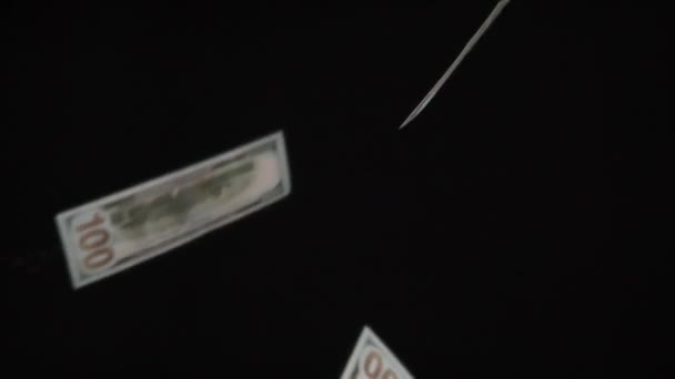 Готівковий Потік Петля Монетарні Номінали 100 Доларів Великій Кількості Повільно — стокове відео