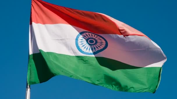 Indian Flag Lit Sun Vlajka Velkého Státu Ozářena Sluncem Epicky — Stock video