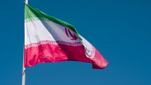 Iranian Flag Lit Sun Big State Flag Wordt Verlicht Door — Stockvideo