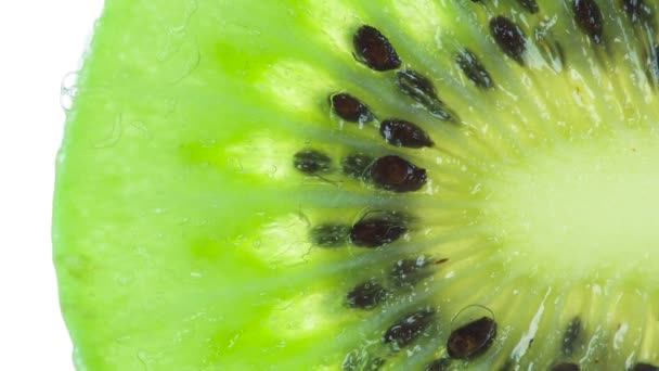 Kiwi Scheiben Ausdrücken Kiwi Fruchtscheiben Werden Komprimiert Und Nahaufnahme Auf — Stockvideo