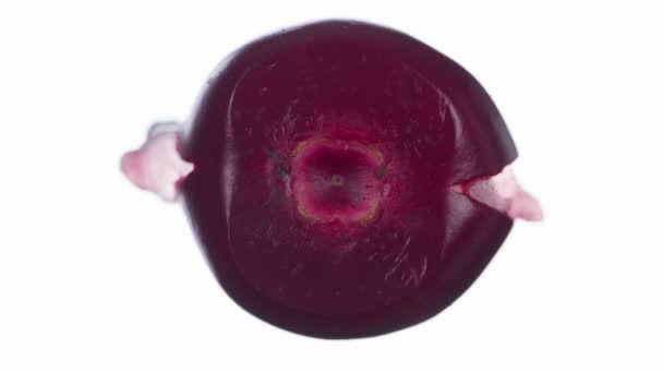 Wyciskaj Sok Cowberry Żurawiny Kompresowane Zgniecione Zbliżenie Jasnym Białym Tle — Wideo stockowe