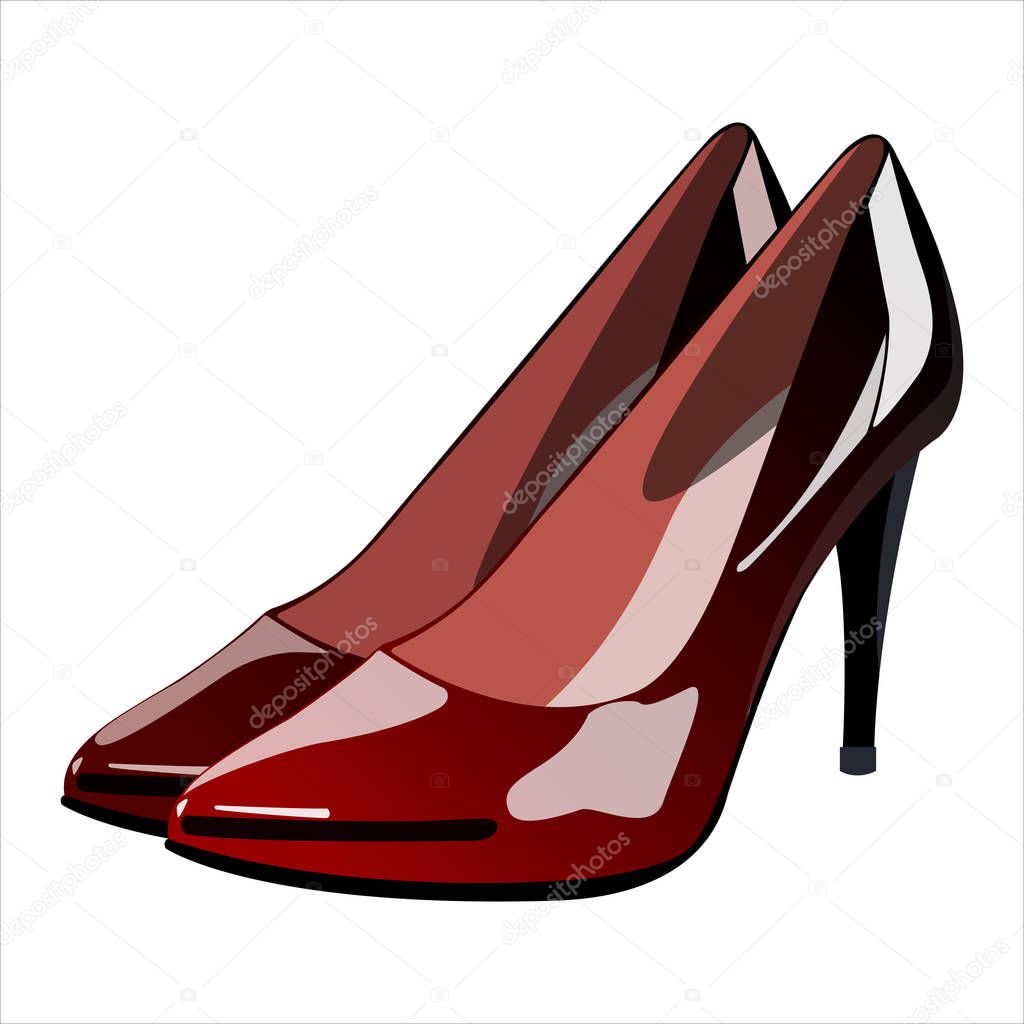 Women s shoes with heels. Isolated on white background. Vector illustration.