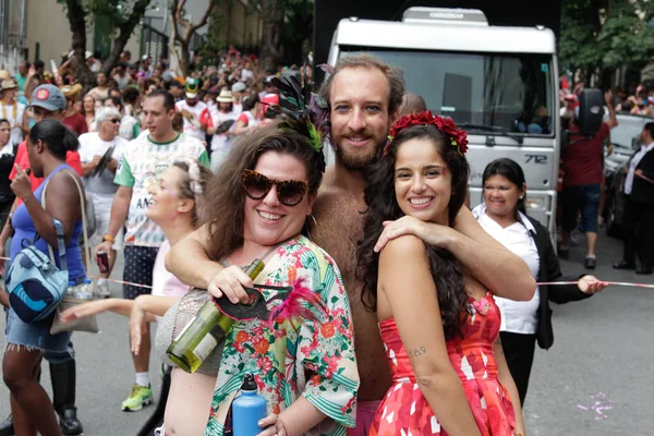 Sao Paulo Brasil Febrero 2018 Grupo Identificado Felices Brasileños Celebran —  Fotos de Stock
