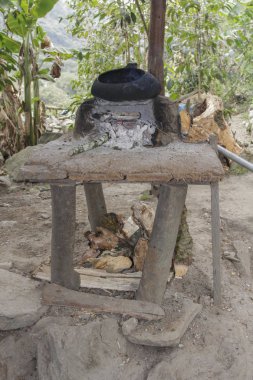Perulu geleneksel adobe mutfak ahşap Machu Pichuu Cuzco Peru yakın ile