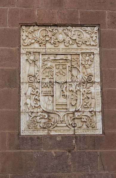 Окраска Стен Католической Церкви Перуанском Куско Высеченные Камне Вручную — стоковое фото