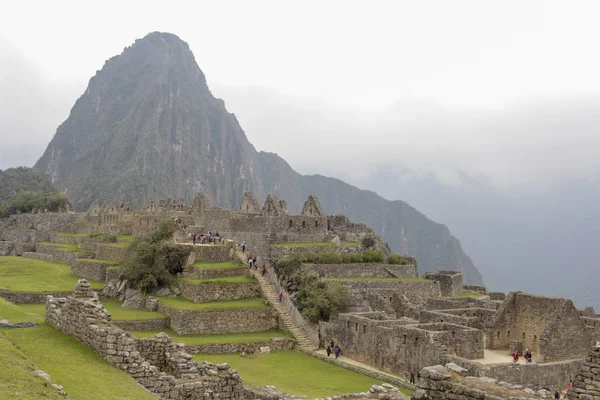 Vue Sur Machu Pichuu Par Temps Nuageux Cuzco Pérou Pierres — Photo