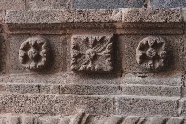 Kolonialny Kościół Katolicki Ściany Detal Architektury Cuzco Peru Ręcznie Rzeźbione — Zdjęcie stockowe