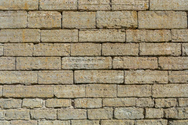 Muro Fortaleza Piedras Diferente Tamaño Forma Piedras Color Amarillo Piedra — Foto de Stock