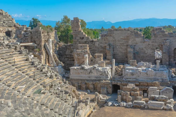 Las Ruinas Antigua Ciudad Romana Side Turquía Los Restos Edificios — Foto de Stock