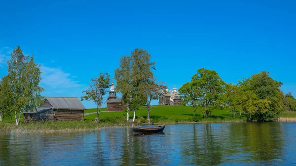 Landscape Kizhi Island Lake Onega Summer Sunny Day Foreground Lake — Stock Photo, Image