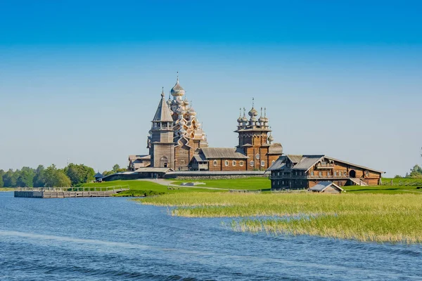 Historisch Architectonisch Etnografisch Openluchtmuseum Reservaat Kizhi Uitzicht Houten Kerk Gebouwen — Stockfoto