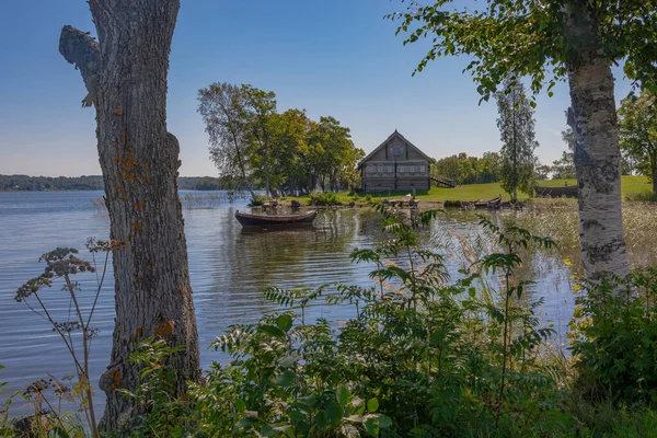 Krajina Ostrově Kizhi Jezeře Onega Letního Slunečného Dne Pohled Mezi — Stock fotografie