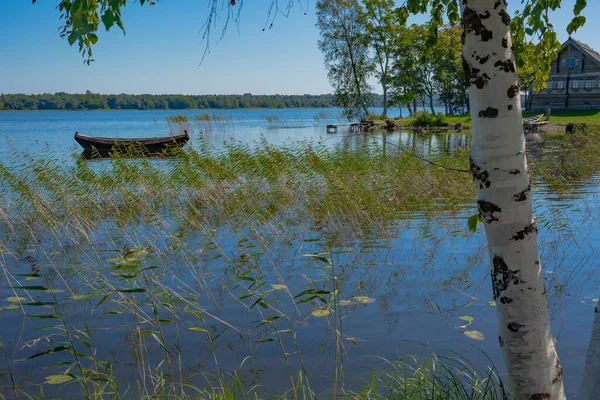 Krajobraz Wyspie Kizhi Nad Jeziorem Onega Letni Słoneczny Dzień Widok — Zdjęcie stockowe