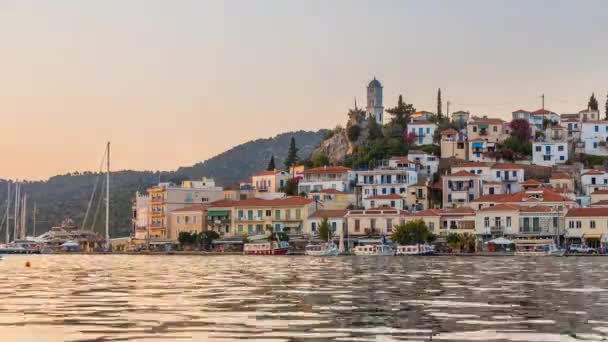Timelapse of Poros, Greece at sunset — Stock Video