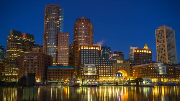 Pohled Centrum Města Boston Úsvitu Timelapse Noci Den Přechodu — Stock video