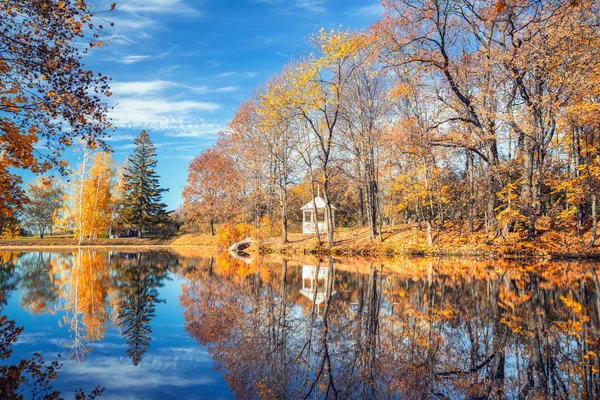 湖の上の公園で晴れた秋 — ストック写真