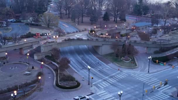 Časová prodleva Key bridge ve Washingtonu Dc v zimní ráno — Stock video