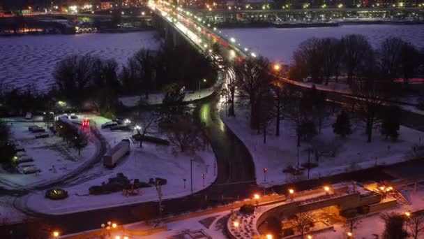 Časová prodleva Key bridge ve Washingtonu Dc v zimní svítání — Stock video