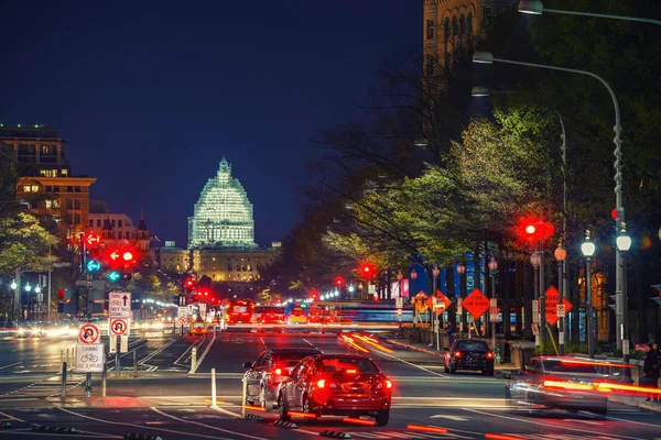 Pennsylvania Avenue i natt, Washington Dc, Usa — Stockfoto