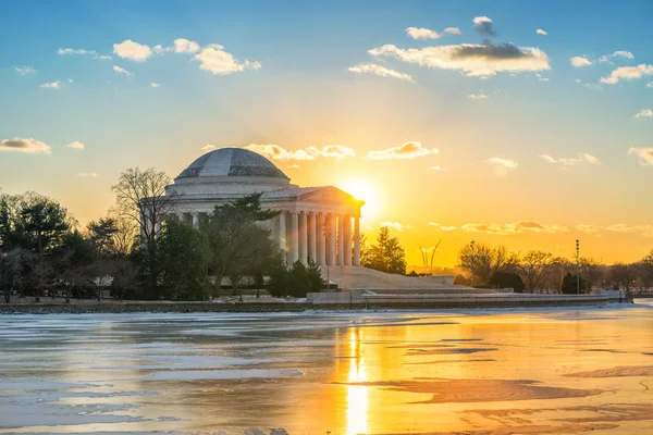 Thomas Jefferson-emlékmű, a téli naplemente — Stock Fotó